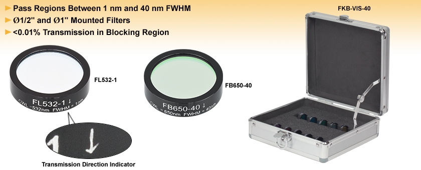 UV/VIS Bandpass & Laser Line Filters: 340 - 694.3 nm Center Wavelength