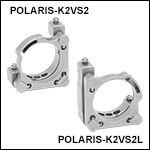 Polaris<sup>®</sup> Ø2in Vertical Drive Mirror Mount, 2 Vertical-Drive Adjusters, Monolithic Optic Retention