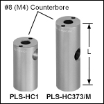 Ø1/2in (Ø12.7 mm) Posts with #8 (M4) Counterbore & Alignment Pin Holes<br>