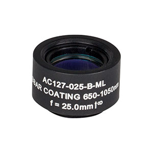 AC127-025-B-ML - f=25 mm, Ø1/2in Achromatic Doublet, SM05-Threaded Mount, ARC: 650-1050 nm 