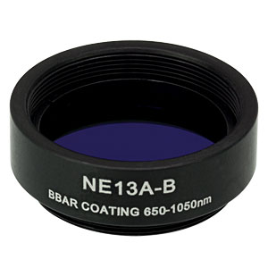 NE13A-B - Ø25 mm Absorptive Neutral Density Filter, ARC: 650-1050 nm, SM1-Threaded Mount, OD: 1.3