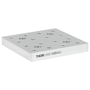 MB4U - Unanodized Aluminum Breadboard, 4in x 4in x 1/2in, 1/4in-20 Taps