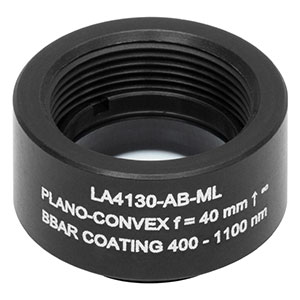 LA4130-AB-ML - Ø1/2in UVFS Plano-Convex Lens, SM05-Threaded Mount, f = 40 mm, ARC: 400 - 1100 nm