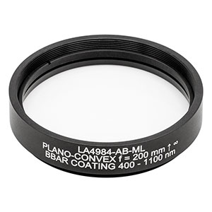 LA4984-AB-ML - Ø2in UVFS Plano-Convex Lens, SM2-Threaded Mount, f = 200 mm, ARC: 400 - 1100 nm