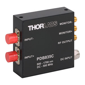 PDB835C - Fixed Gain Balanced Amp. Photodetector, 500 MHz, InGaAs, 800 - 1700 nm