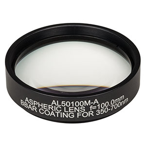 AL50100M-A - Ø50 mm N-BK7 Mounted Aspheric Lens, f=100 mm, NA=0.24, ARC: 350-700 nm