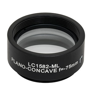 LC1582-ML - Ø1in N-BK7 Plano-Concave Lens, SM1-Threaded Mount, f = -75 mm, Uncoated