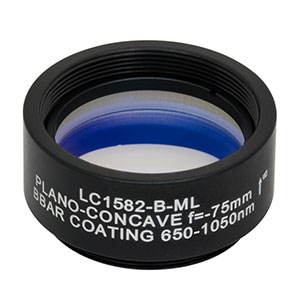 LC1582-B-ML - Ø1in N-BK7 Plano-Concave Lens, SM1-Threaded Mount, f = -75 mm, ARC: 650-1050 nm