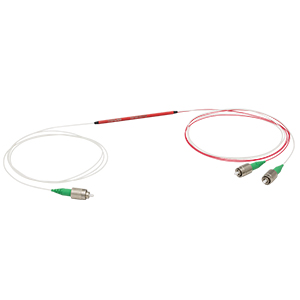 TW1064R3A1B - 1x2 Wideband Fiber Optic Coupler, 1064 ± 100 nm, 0.22 NA, 75:25 Split, FC/APC