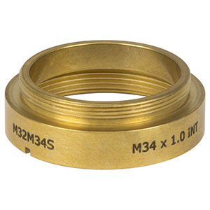 M32M34S - Brass Microscope Adapter with External M32 x 0.75 Threads and Internal M34 x 1.0 Threads