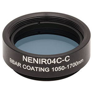 NENIR04C-C - Ø25 mm AR-Coated Absorptive Neutral Density Filter, SM1-Threaded Mount, 1050 - 1700 nm, OD: 0.4