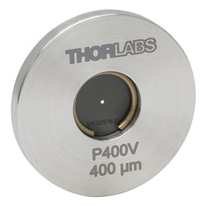 P400V - Ø1in Mounted Pinhole, 400 ± 10 µm Pinhole Diameter, Stainless Steel, Vacuum Compatible
