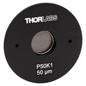 P50K1 - SM1-Threaded, Ø1.20in (30.5 mm) Mounted Pinhole, 50 ± 3 μm Pinhole Diameter, Stainless Steel