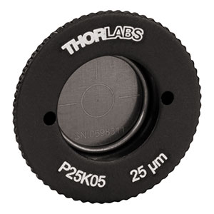 P25K05 - SM05-Threaded, Ø0.70in (17.8 mm) Mounted Pinhole, 25 ± 2 μm Pinhole Diameter, Stainless Steel