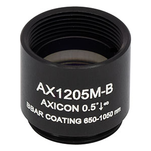 AX1205M-B - 0.5°, 650 - 1050 nm AR Coated UVFS, Ø1/2in (Ø12.7 mm) Axicon, SM05-Threaded Mount
