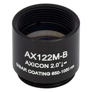 AX122M-B - 2.0°, 650 - 1050 nm AR Coated UVFS, Ø1/2in (Ø12.7 mm) Axicon, SM05-Threaded Mount