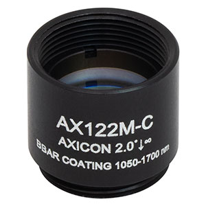 AX122M-C - 2.0°, 1050 - 1700 nm AR Coated UVFS, Ø1/2in (Ø12.7 mm) Axicon, SM05-Threaded Mount