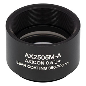 AX2505M-A - 0.5°, 350 - 700 nm AR Coated UVFS, Ø1in (Ø25.4 mm) Axicon, SM1-Threaded Mount