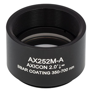 AX252M-A - 2.0°, 350 - 700 nm AR Coated UVFS, Ø1in (Ø25.4 mm) Axicon, SM1-Threaded Mount