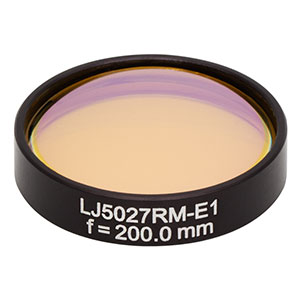 LJ5027RM-E1 - Ø1in Mounted Plano-Convex CaF₂ Cylindrical Lens, f = 200.0 mm, ARC: 2 - 5 μm 